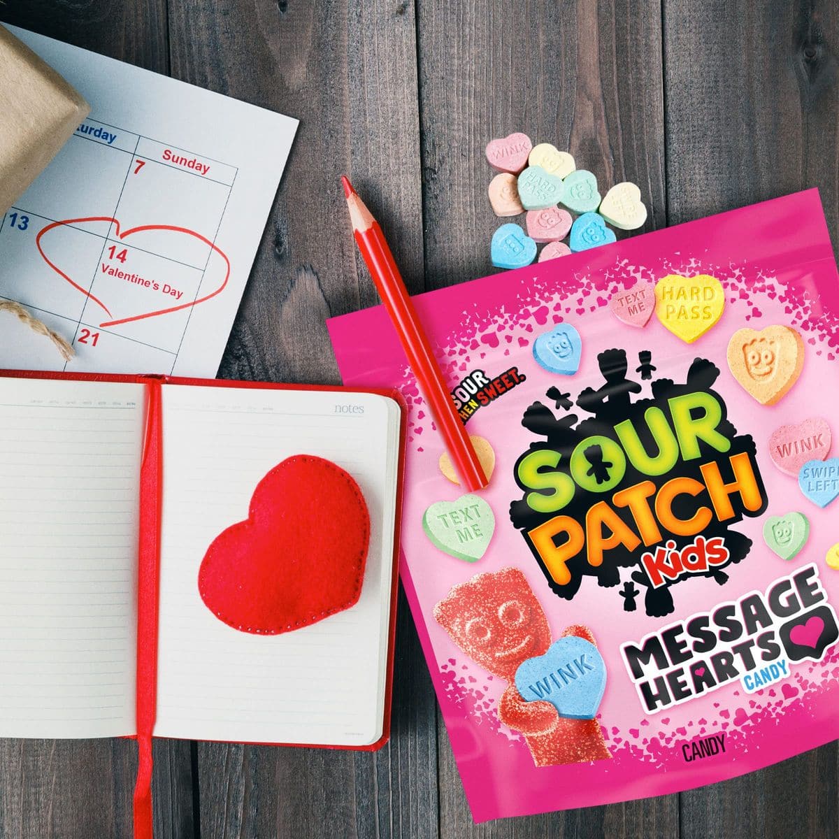 SOUR PATCH KIDS Message Hearts Valentines Day Candy 1301 oz