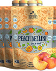 Lt Blenders Peach Bellini in a Bag  Wine Slushie Mixes  Each Bag Makes 12 Gallon of Frozen Peach Bellini Mix  NonGMO Wine Freezer mix  Make with Wine Liquor or as a Mocktail  Pack of 4