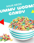 Sour Neon Gummy Worms Candy 1 Pound Bag