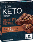 ratio KETO Friendly Soft Baked Bars, Chocolate Brownie, Keto Snacks, 6 ct