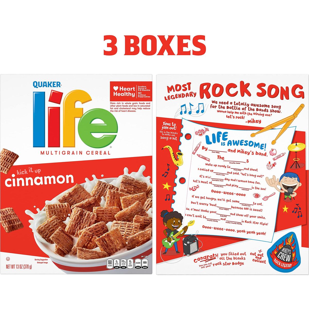 Life Breakfast Cereal, Cinnamon, 13 Ounce (Pack of 3)