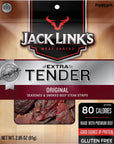 Jack Links Extra Tender Beef Jerky Steak StripsOriginal285 ozFlavorful Meat Snack10g of Protein and 80 CaloriesMade with Premium BeefGluten Free and No Added MSG or NitratesNitrites