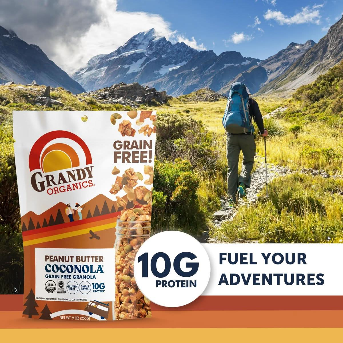 Grandy Organics Peanut Butter Coconola Granola Certified Organic Gluten Free Grain Free Peanut Butter Granola 9oz Each Pack of 3