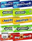 Wrigley Chewing Gum Variety Pack of 10  All 5 Flavors of Wrigley Gum  Juicy Fruit Spearmint Doublemint Winter Fresh and Big Red  Bundle with Ballard Products Pocket Bag