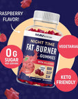 Sugar-Free Night Time Fat Burner Gummies for Sleep & Weight Loss Support | Hunger Suppressant & Metabolism Booster, Shred Belly Fat While You Sleep | Nighttime Diet Supplement for Women & Men | 60 Ct.