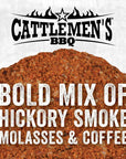 Cattlemen's Cowboy Rub, 27.25 oz - One 27.25 Ounce Container of Cowboy BBQ Rub with Hickory Smoke, Molasses and Coffee Flavor, Perfect for Brisket, Chicken or Beef