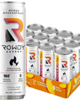 Rowdy Energy Power Burn, Mango Dragonfruit Sugar Free Energy Drink, 12 Fl Oz – (12 Pack)