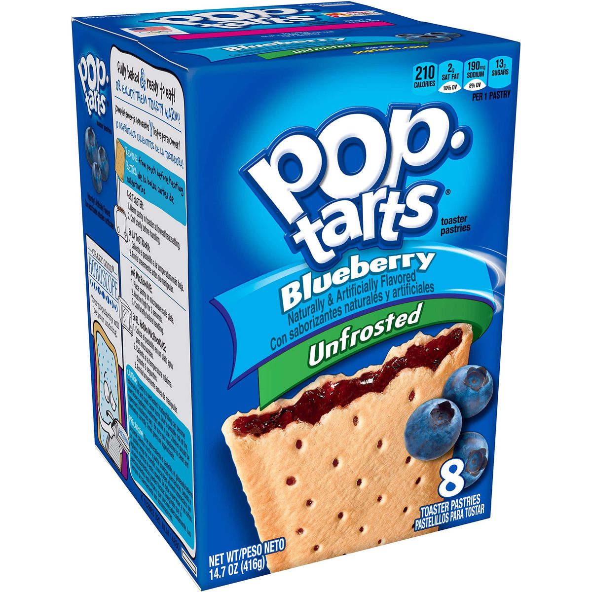 PopTarts Breakfast Toaster Pastries Unfrosted Blueberry Flavored 147 oz 8 Count