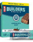 CLIF Builders - Chocolate Mint Flavor -20g Protein - 2.4 oz. (12 Pack)