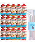 Premier Protein Shake Variety Pack 6 Flavors Vanilla Chocolate Chocolate Peanut Butter Caramel Cafe Latte and Strawberries and Cream 11 fl oz 18 ct Pack with a Sophley Individually Wrapped Red and White Flex Straws Jumbo 24 ct