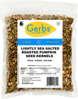 GERBS Lightly Sea Salted Pumpkin Seed Kernels 1 LB  Top 14 Allergy Free Food  Protein rich snack food  Use in salads yogurt oatmeal trail mix  Grown in Canada packaged in USA  Vegan Kosher