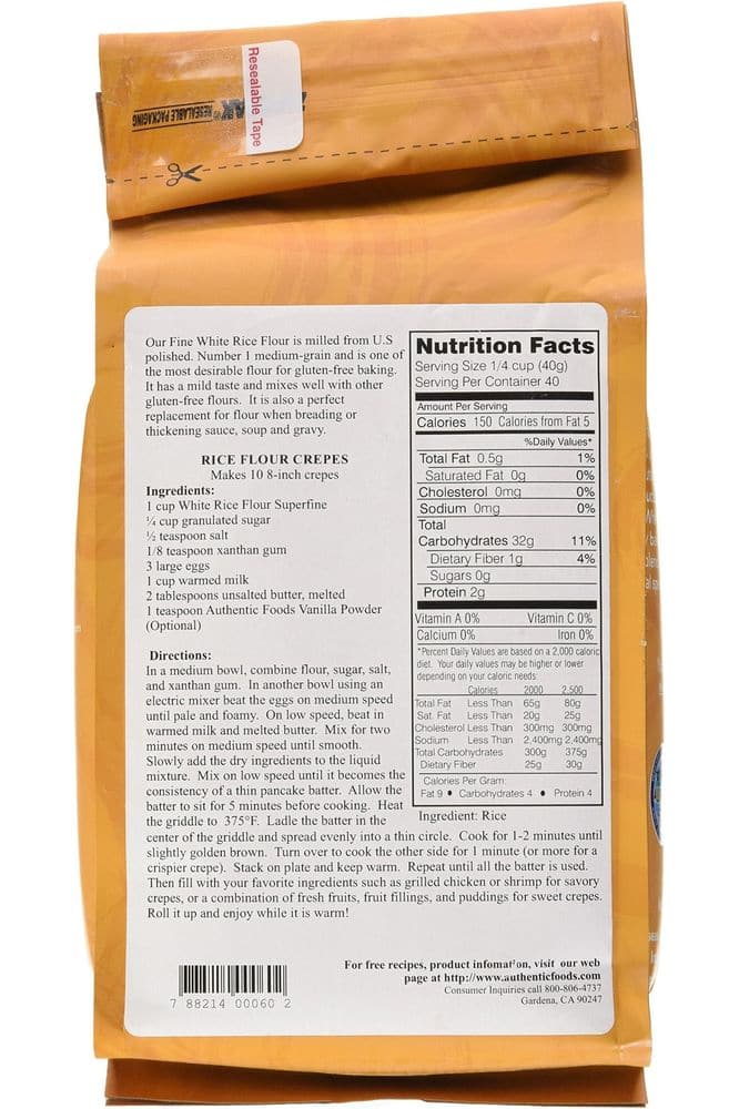 Authentic Foods Superfine White Rice Flour - 3lb