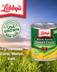 Libbys Whole Kernel Sweet Corn  100 Sweet Corn  Naturally Sweet Flavor  Golden Yellow  JustOfftheCob Crispness  Kosher  85 ounce cans Pack of 12