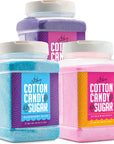 The Candery Cotton Candy Sugar FLoss 3lbs 3 Pack Premium Flavors Grape RaspberryStrawberry Plastic Reusable Jars  Easy Grip Easy Pour Spout