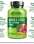 NATURELO Whole Food Multivitamin for Men - with Vitamins, Minerals, Organic Herbal Extracts - Vegetarian - for Energy, Brain, Heart, Eye Health - 120 Vegan Capsules