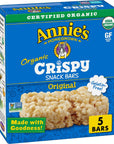 Annie's Organic Original Crispy Snack Bars, Gluten Free, 3.9 oz, 5 bars