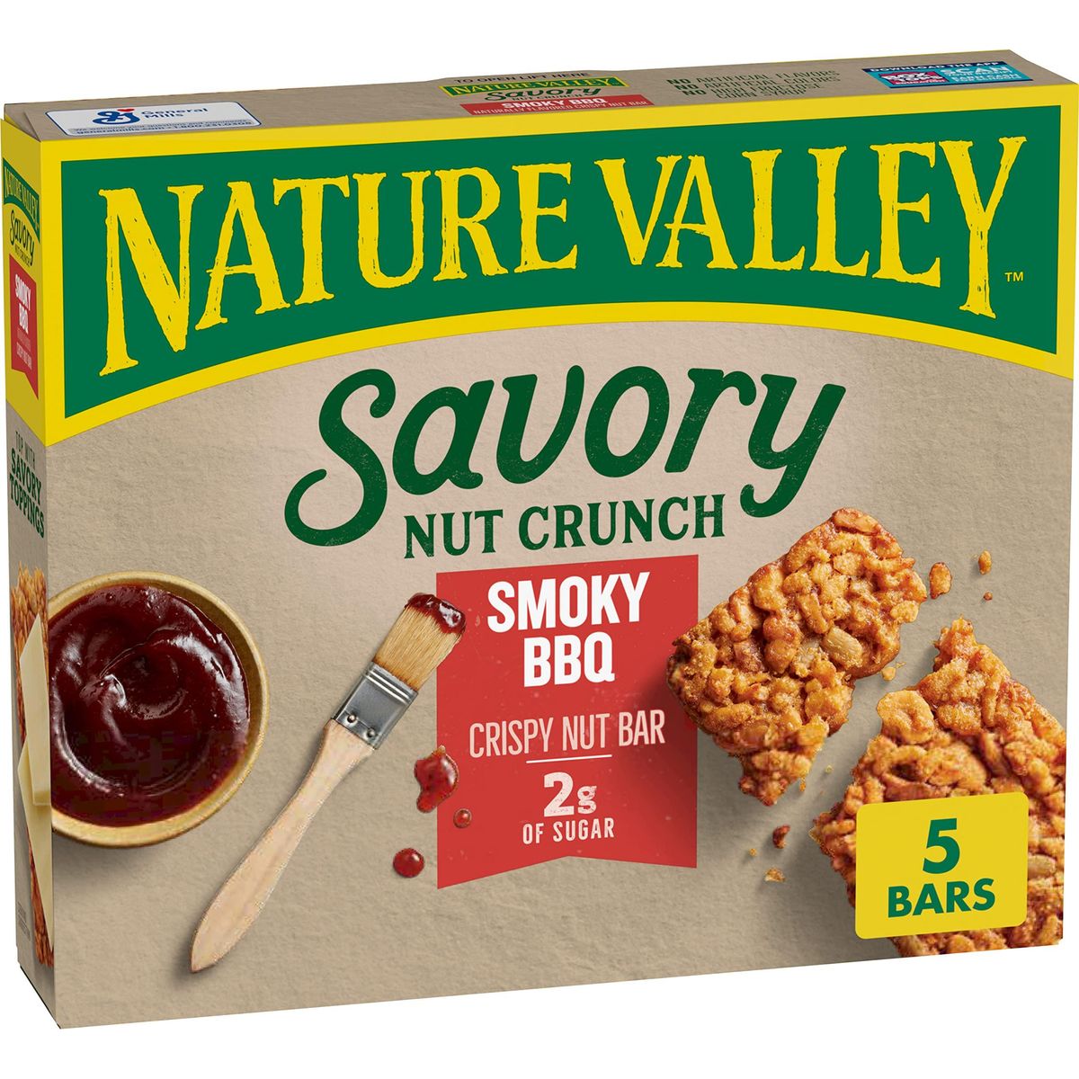 Nature Valley Savory Nut Crunch Bars, Smoky BBQ, 0.89 oz, 5 bars