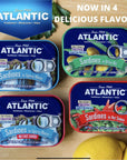 ATLANTIC  Wild Caught Sardines Keto  Paleo Friendly Total 148oz Four Cans Olive Oil