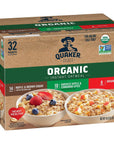 QUAKER Instant Oatmeal, USDA Organic, Non-GMO Project Verified, 3 Flavor Variety Pack, Individual Packets, 32 Count (Pack of 1)