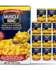 Muscle Mac  Shells  Cheese Pasta For All Ages 20 Grams Of Protein Per Serving Real Cheese NonGMO 11 Ounce Pack of 12