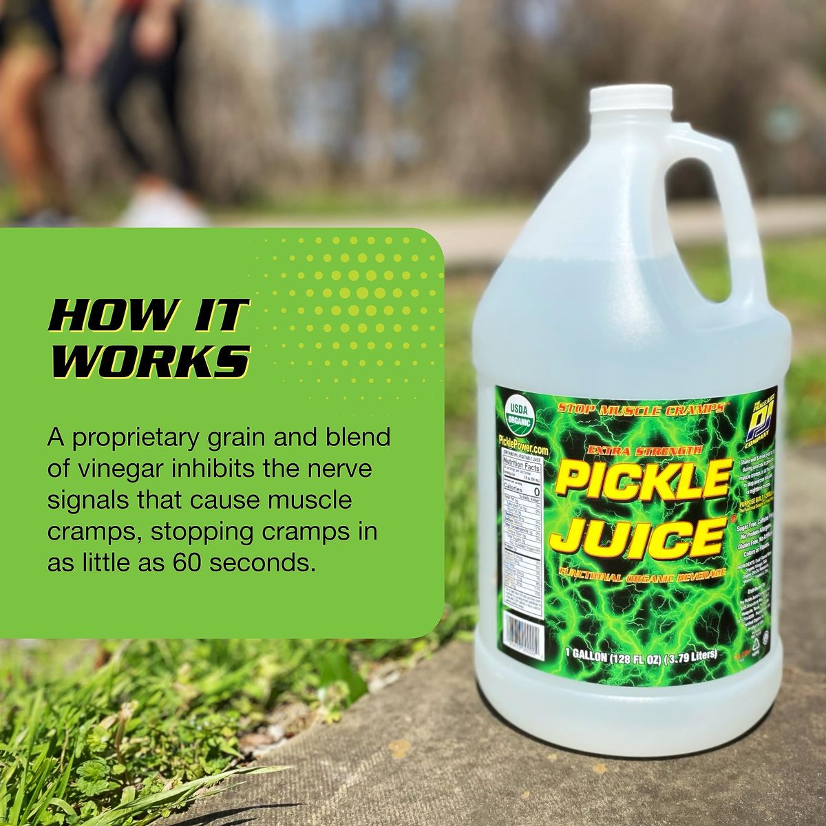 Pickle Juice Sports Drink 1 Gallon Extra Strength  Relieves Cramps Immediately  Electrolyte Pickle Juice for Day  Night Time Cramp Relief  Bulk Pickle Juice for Leg Cramps  1 Gallon