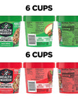 Quaker Health Warrior Grains & Seeds Oatmeal, 2 Flavor Variety Pack, 2.11 Oz Cups, Pack of 12