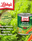 Libbys Peas  Carrots  Deliciously Sweet Vibrantly Orange Diced Carrots  Succulent Green Sweet Peas  Grown  Made in USA  85 oz Pack of 12