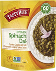 Tasty Bite Spinach Dal Ready to Eat 10 Ounce Microwavable With Spinach  Lightly Spiced Sauce Vegan