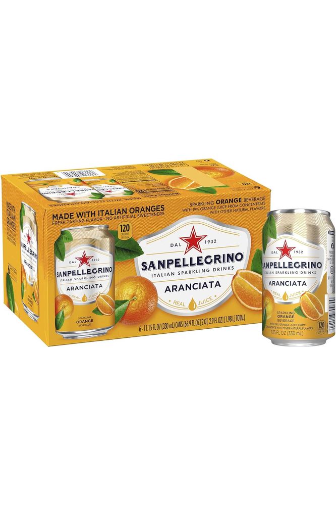 Sanpellegrino, Orange Italian Sparkling Drinks - 11.15 Fl Oz Cans, 6 Pack