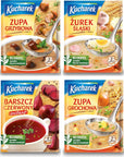 Kucharek SOUP mix of 8 SILESIAN SOUR SOUP zurek Slaski 2x46 g RED BORSCHNSTANT barszcz czerwony 2x48 g MUSHROOM SOUP zupa grzybowa 2x42 g PEA SOUP zupa grochowa 2x45 g