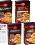 Potato Side Dish Variety Pack Bundle of 4 Flavors Betty Crocker Au Gratin Scalloped Julienne Cheesy Scalloped 4 Pack accompanied by a Snack Fun Shopping Pad