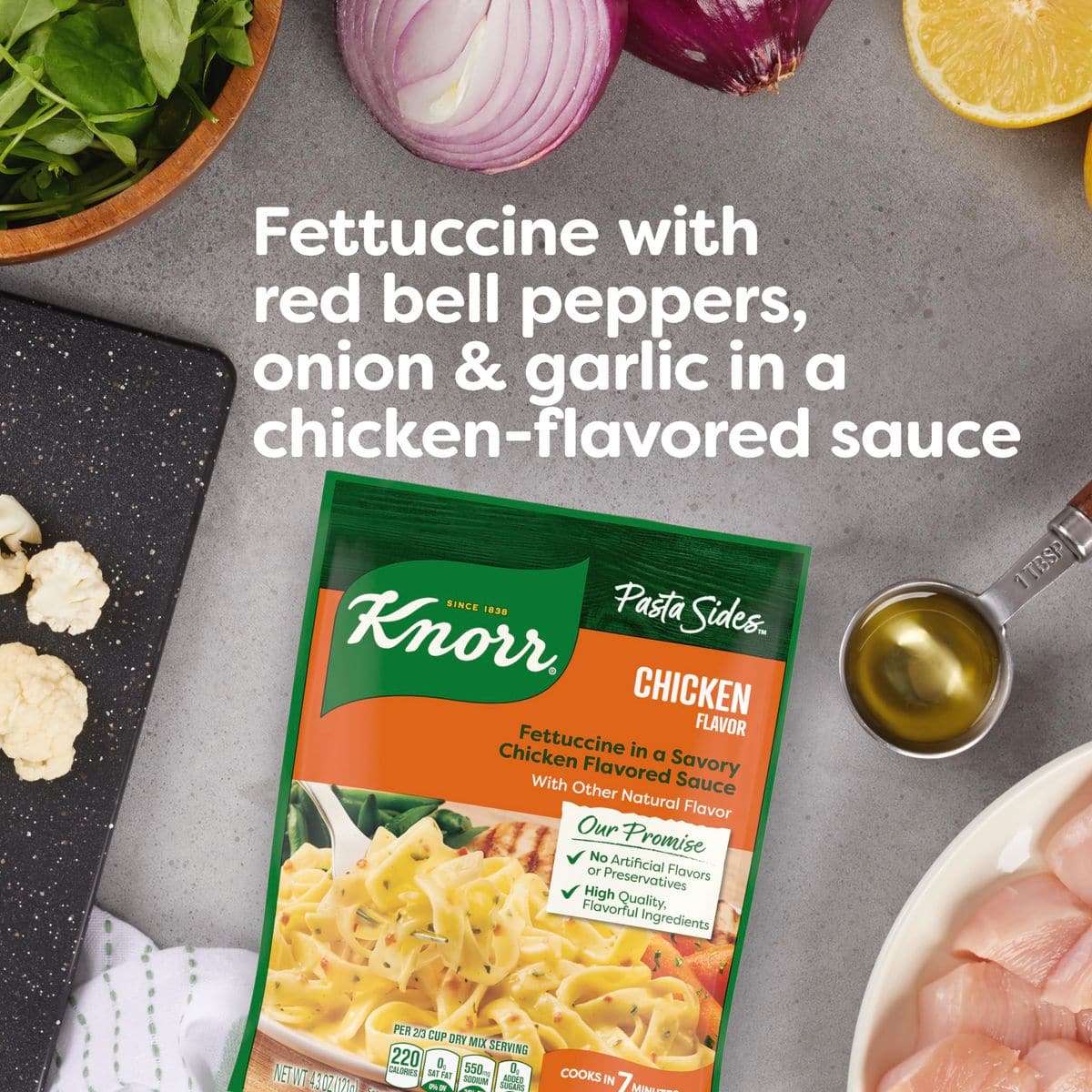 Knorr Pasta Sides Chicken Fettuccine Pack of 12 For Delicious Quick Pasta Side Dishes No Artificial Flavors or Preservatives 43 oz