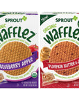 Sprout Organic Baby Food, Stage 4 Toddler Snacks, Blueberry Apple and Pumpkin Butter Wafflez Variety Pack, Single Serve Waffles, 0.63 Ounce (Pack of 20)