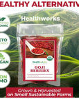 Healthworks Raw Goji Berries 16 Ounces  1 Pound  Certified Organic  SunDried  Keto Vegan  NonGMO  Baking Teas  Smoothies  Antioxidant Superfood