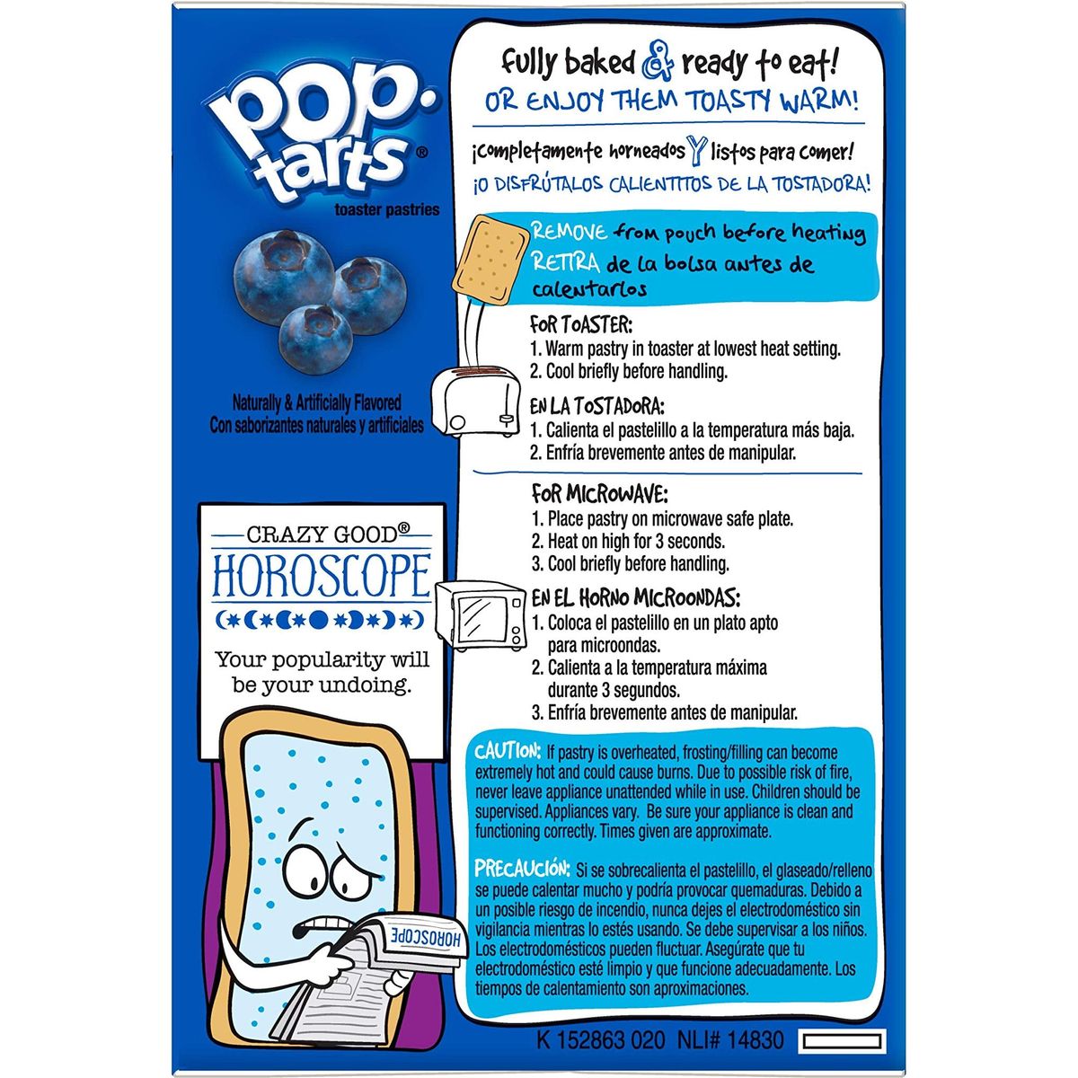 PopTarts Breakfast Toaster Pastries Unfrosted Blueberry Flavored 147 oz 8 Count