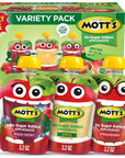 Mott's No Sugar Added Applesauce Variety Pack, 3.2 Oz Clear Pouches, 20 pack