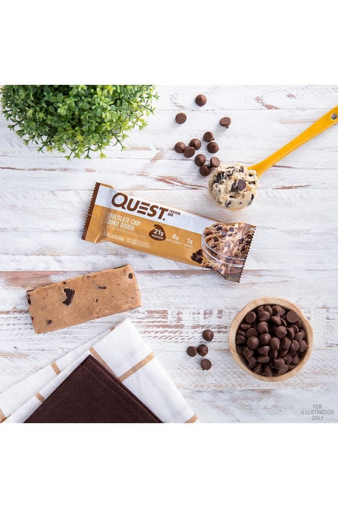 Quest Nutrition Chocolate Chip Cookie Dough Protein Bars, High Protein, Low Carb, Gluten Free, Keto Friendly, 12 Count