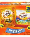 Goldfish Dynamic Duo Variety Pack, Colors Cheddar & Flavor Blasted Xtra Cheddar, Snack Packs, 20 Ct