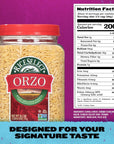 RiceSelect Orzo Pasta, Premium Rice-Shaped Pasta, Star K-Kosher and Non-GMO Pasta, 26.5-Ounce Jar