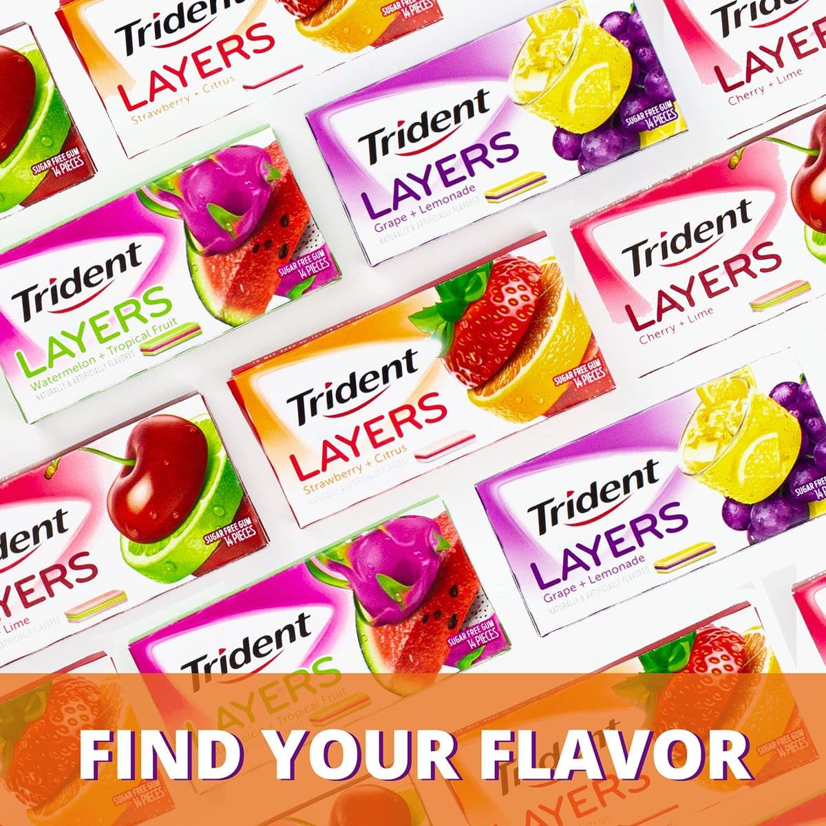 Trident Layers Strawberry  Citrus Sugar Free Gum 12 Packs of 14 Pieces