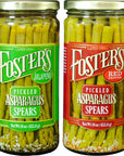 Fosters Pickled Asparagus Variety Pack 16oz 2 Pack Red Pepper and Jalapeño Spicy Pickled Asparagus Spears Pickled Vegetables Recipe for 30 years  Gluten Free  Fat Free NO Preservatives