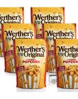 Werthers Original Caramel Popcorn Pack of 6 Bags of Classic Caramel Popped Popcorn  Popped Kettle Corn Snack Bags  Bundle with Ballard Products Pocket Bag