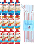 Premier High Protein Shake Variety Pack 3 Flavors Strawberries and Cream Caramel Vanilla 11 fl oz 12 ct a Sophley Individually Wrapped Red and White Flex Straws Set