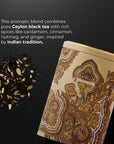 Masala Chai Tea  Loose Leaf Pure Ceylon Tea with Spices of Cardamom Cinnamon Nutmeg and Ginger  Resealable Pouch Housed in a Luxurious Decorative Tin Caddy  Elegant Gift Premium Sri Lankan Tea 100g