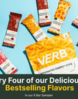 Verb Energy - Sampler Pack Caffeinated Snack Bars - 90-Calorie Low Sugar Energy Bar - Nutrition Bars - Vegan Snacks - Gluten Free with Organic Green Tea, 26g (Pack of 8)