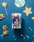 Galaxy Star Rainbow Lollipops Individually Wrapped Bursting with Fruity Flavor Great Swirl Lollipops for Kids Birthday Parties Space Candy Party Favors and Cake Toppers By 4YoreElves Pack of 24