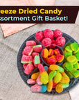 BND TOP Freeze Dried Candy Assortment Candies in a Sectional Tray Best Gift Basket for a Birthday Party or sympathy basket Variety Pack incl Freeze dry Gummy Worms watermelon Berries  Hamburgers variations Gift Basket