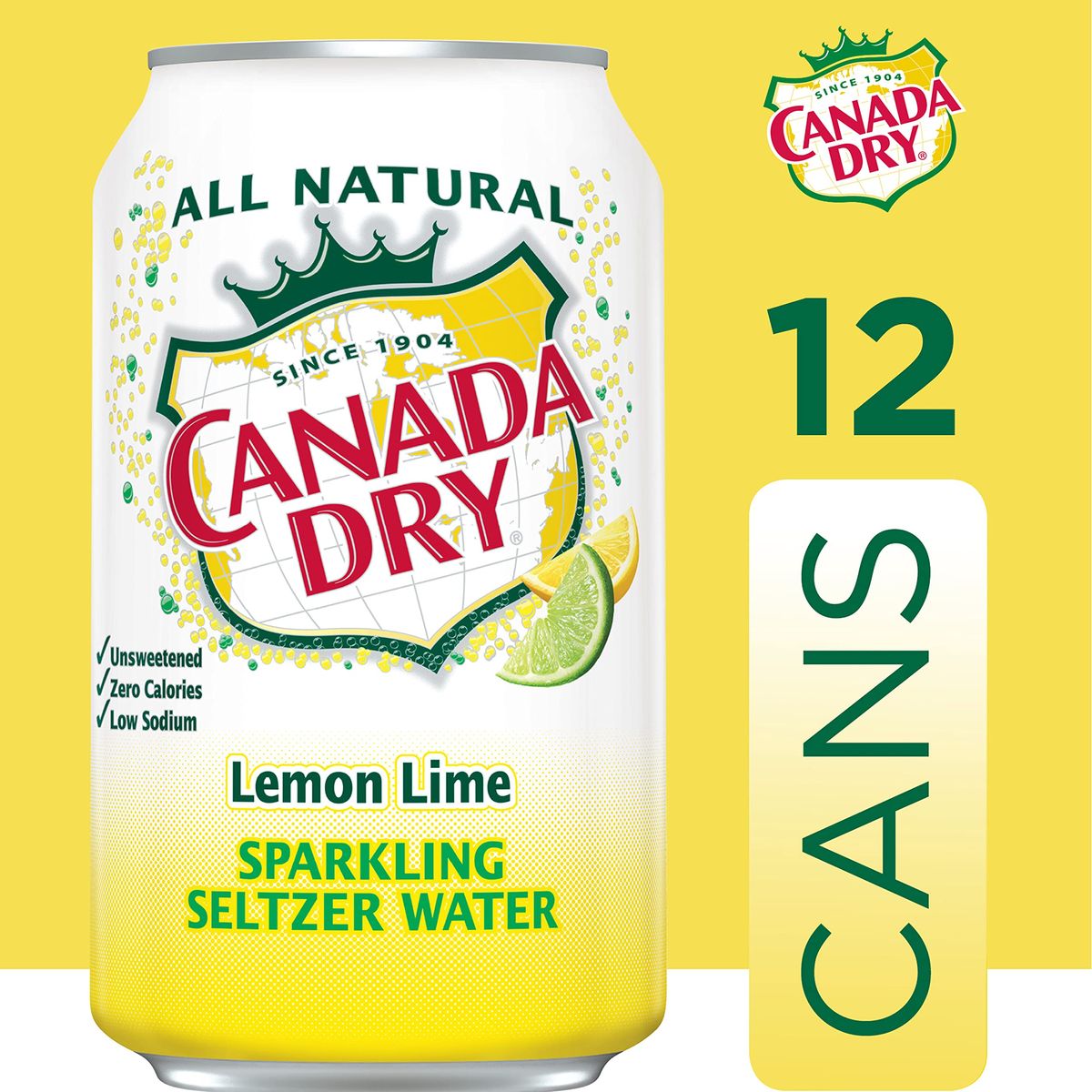 Canada Dry Lemon Lime Sparkling Seltzer Water 12 fl oz cans 12 count