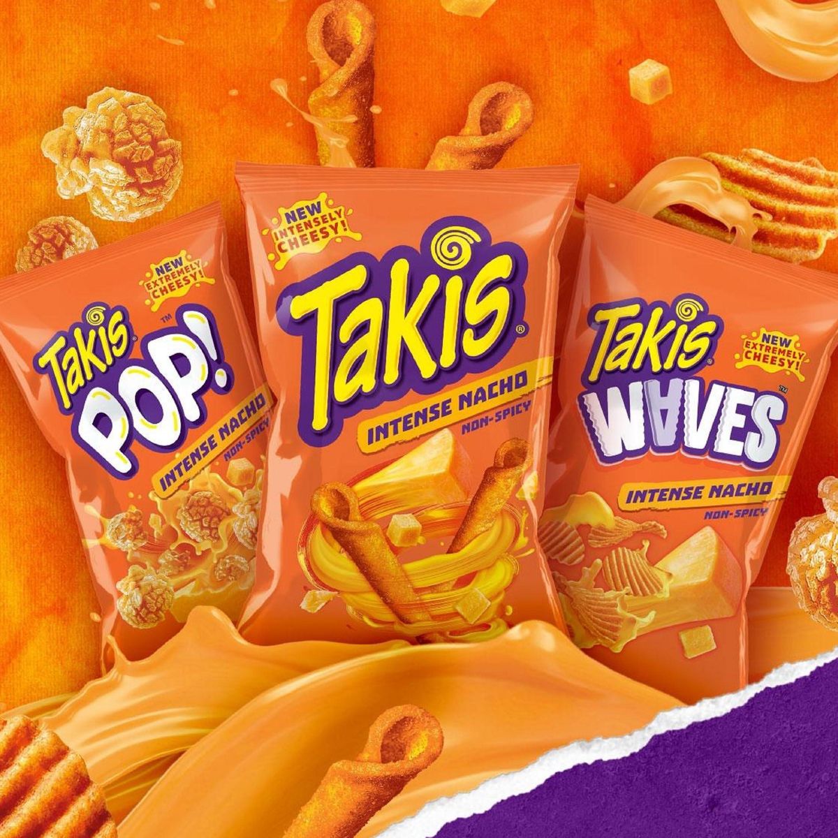 Takis Waves Intense Nacho, Nacho Cheese Flavored Cheesy Potato Chips, Multipack 20 bags, 2.5 Ounces Each