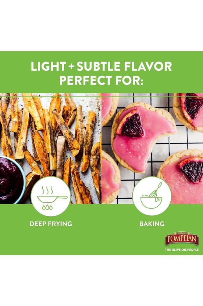 Pompeian 100% Grapeseed Oil, Light and Subtle Flavor, Perfect for High-Heat Cooking, Deep Frying and Baking, 68 FL. OZ.